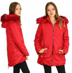 Youandbaby Parka Téli Melegítő Kabát Kapucnis Maci Szőrmével Piros 152