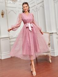 Shein TW15706 Shein Ruha MIDI Elegáns Rózsaszín Pöttyös Csíkos (3) S