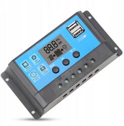  Töltésszabályozó 12V 24V Napelemes Vezérlő 30A LCD 2XUSB Pwm (1810200011213)