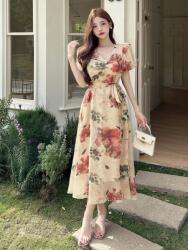 Dazy Világos Bézs Ruha Mintás (M) (611057)