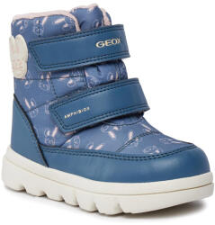 GEOX Cizme fete, impermeabile, căptușite, cu velcro, bleu cu iepurasi, 21/27 albastru/roz (13B142)