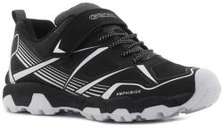 GEOX Pantofi sport băieți, șireturi si velcro, textil impermeabili, negru/alb, 31/36 negru/argintiu (1411AE)