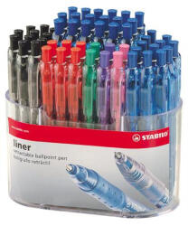 STABILO Golyóstoll display, 0, 38 mm, nyomógombos, STABILO "Liner 308", vegyes (COTST308F55)