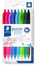 STAEDTLER Golyóstoll, 1 mm, nyomógombos, STAEDTLER® "4230 M", 8 különböző szín (COTS4230MC8)