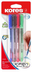 Kores Golyóstoll készlet, 1, 0 mm, kupakos, háromszögletű, KORES "K1-M", vegyes színek (COIK37154)