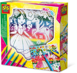SES Creative Coloreaza pe panza printesa si unicorn cu efect metalic (01150)