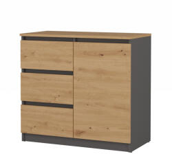 GreenSite MIX Malaga 1D3S fiókos szekrény, antracit-tölgy