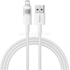 Baseus DISPLAY II adatkábel (USB - lightning, 2.4A, gyorstöltő, cipőfűző, LED kijelző, 200cm) FEHÉR (P10382700211-01) (P10382700211-01)