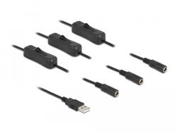 Delock A-típusú USB apa 3 db. DC 5, 5 x 2, 1 mm anya csatlakozójú, 1 méter hosszú kábel (86798) - flylite