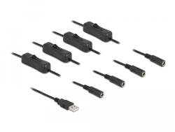 Delock A-típusú USB apa 4 db. DC 5, 5 x 2, 1 mm anya csatlakozójú, 1 méter hosszú kábel (86799) - flylite