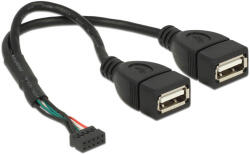 Delock USB 2.0-s csatlakozóhüvellyel ellátott kábel, 2, 00 mm, 10 tus > 2 x USB 2.0 A-típusú csatlako (84933) (84933) - flylite