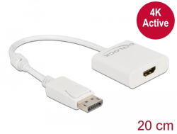 Delock Adapter DisplayPort 1.2-dugós csatlakozó-HDMI-csatlakozóhüvely 4K aktív fehér (63586) (63586) - flylite