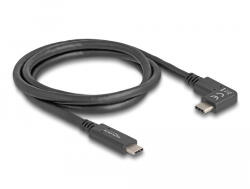 Delock USB 10 Gbps kábel USB Type-C apa USB Type-C apa, ívelt bal / jobb, 1 m 4K PD 60 W E-Marker (80037) - flylite