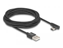 Delock USB 2.0 kábel A-típusú csatlakozódugó - USB Type-C csatlakozódugó, ívelt, 3 m, fekete (80033) - flylite
