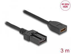 Delock HDMI önműködő kábel HDMI-A anya - HDMI-E apa kapcsolattal 3 m, 4K 60 Hz-s (87905) (87905) - flylite