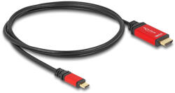 Delock USB Type-C - HDMI kábel (DP Alt Mode) 8K 60 Hz-hez HDR funkcióval 1 m piros (80095) - flylite