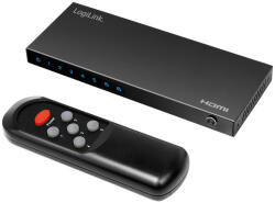 LogiLink HDMI kapcsoló, 5x1 port, 4K/60 Hz, HDCP, HDR, CEC, RC, fém (HD0060) (HD0060) - flylite
