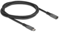 Delock USB 10 Gbps bővítő kábel USB Type-C apa - anya PD 3.0 100 W 1 m szürke fém (80022) (80022) - flylite