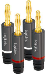 LogiLink Audio Banán csatlakozók, 4 db, fém, szürke (CA1212)