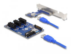 Delock Riser Card PCI Express x1 3 x PCIe x1 50 cm-es USB-kábellel (41442) - flylite
