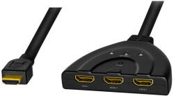LogiLink HDMI kapcsoló, 3 portos, kétirányú (1x3/3x1), 4K/30 Hz, CEC, pigtail (HD0040)