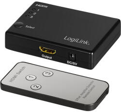 LogiLink HDMI kapcsoló, 3x1 port, 1080p/60 Hz, HDCP, CEC, RC (HD0042)