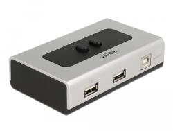 Delock Kétirányú USB 2.0 switch 1 db. B-típusú anya 2 db. A-típusú anya kézi átkapcsolással (87760) (87760) - flylite