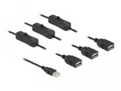 Delock USB A-típusú kábel apa 3 db. USB A-típusú anya kapcsolóval ellátott, 1 m (86804) (86804) - flylite