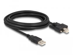 Delock Kábel USB 2.0 A-Típusú dugó - B-Típusú dugó csavarokkal ellátott 2 m (87201) - flylite