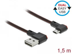 Delock EASY-USB 2.0 kábel A-típusú csatlakozódugó - EASY-USB Micro-B típusú csatlakozódugó, ívelt ba (85272) - flylite