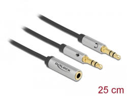 Delock 1 x 3, 5 mm-es 4-tűs anya sztereo jack - 2 x 3, 5 mm-es 3-tűs apa sztereo jack headset adapter (66740) (66740)