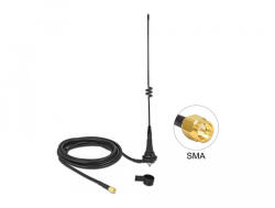 Delock LPWAN 868 MHz antenna SMA-dugó 4, 5 dBi irányítatlan, rögzített, csatlakozókábellel RG-58 C/U (12722) (12722)