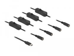 Delock USB Type-C apa 4 db. DC 5, 5 x 2, 1 mm anya csatlakozójú, 1 méter hosszú kábel (86802) - flylite