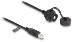 Delock Kábel USB 2.0 B-típusú apa USB 2.0 B-típusú anya installálásra IP68 por és víz elleni védő bajonettzá kalappal fekete, 1 m (88011) - flylite