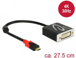 Delock Adapter USB Type-C csatlakozódugóval > DVI csatlakozóhüvellyel (DP váltakozó mód) 4K 30 Hz (61213) - flylite