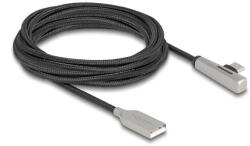 Delock Kábel USB 2.0 A-típusú apa - USB Type-C apa hajlított, LED fénnyel és gyors töltő funkcióval 60 W 3 m (80768) - flylite