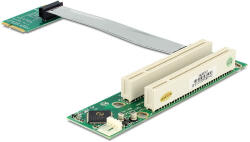 Delock emelőkártya Mini PCI Express > 2 x PCI 32 Bit 5 V flexibilis kábellel, 13 cm, balos (41355) - flylite