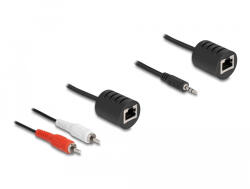 Delock Sztereo Audio bővítő RJ45 anya 3, 5 mm sztereo jack apa és RJ45 anya - 2 db. RCA apa Cat. 5 akár 50 m 2 db-os szett (87859) - flylite