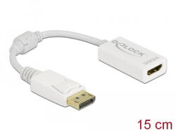 Delock Adapter DisplayPort 1.1-dugós csatlakozó-HDMI-csatlakozóhüvely passzív fehér (61015) - flylite