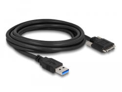 Delock Kábel USB 3.0 A-Típusú dugó - Micro-B Típusú dugó csavarokkal ellátott 2 m (87800) - flylite