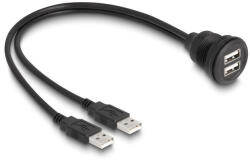 Delock USB 2.0 kábel 2 x USB A-típusú apa végződéssel, valamint egy 2 x USB A-típusú anya beépített végződéssel 1 m, fekete (88104) - flylite