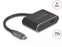 Delock USB Type-C adapter HDMI-re (DP Alt mód) 8K HDR-rel és Power Delivery 100 W-os tápellátással (64199) (64199) - flylite