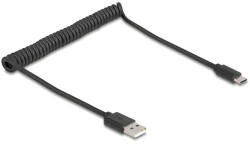 Delock USB 2.0 tekercselt kábel USB Type-A apa USB Type-C apa, 0, 45 m 0, 75 m fekete (90368) - flylite