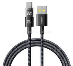 Baseus DISPLAY II adatkábel (USB - Type-C, 100W, gyorstöltő, cipőfűző, LED kijelző, 100cm) FEKETE (P10382701121-00) (P10382701121-00)
