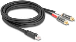 Delock RJ45 adapter kábel apa - 2 x RCA apa fekete, 2 m (88171) - flylite