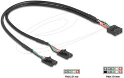 Delock Kábel USB 2.0-s csatlakozóhüvellyel, 2, 54 mm, 10 tű a 2 x USB 2.0-s csatlakozóhüvellyel, 2, 54 mm, 4 tű, 30 cm (84513) - flylite
