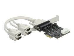 Delock PCI Express Kártya > 4 x soros RS-232 tápfeszültséggel 5 V / 12 V (89895) (89895) - flylite