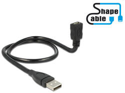 Delock kábel USB 2.0 Type-A apa > USB 2.0 Micro-B anya ShapeCable 0, 50 m (83922)