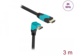 Delock High Speed HDMI csatlakozódugóval 90 ívelt lefelé kábel 3m kék (86993) (86993) - flylite