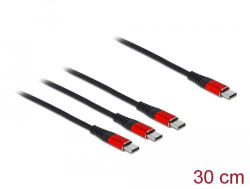 Delock 3az1-ben USB Type-C - 3xUSB Type-C töltőkábel 30cm fekete-piros (86712) (86712) - flylite
